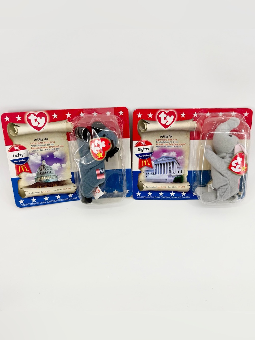 Ty McDonalds Teenie Beanie Babies Lefty & Righty 2000 Mixed Set